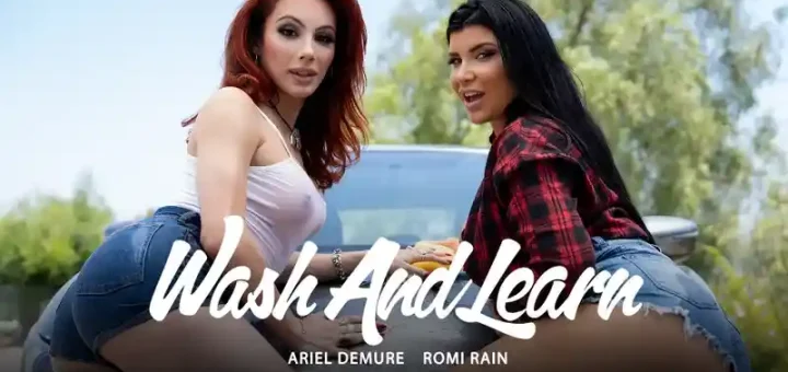 Wash And Learn Romi Rain Ariel Demure Transfixed is the poster image for the latest video with adult actors Romi Rain and Ariel Demure in new scene by Transfixed.